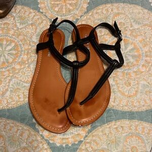 Giani Bernini Black Strappy Sandals with Brown Sole